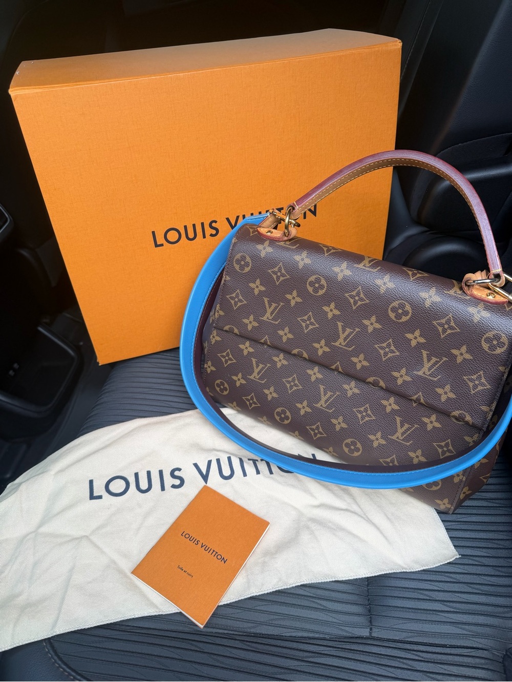 Louis Vuitton Monogram Shoulder Bag with Bright Blue Strap